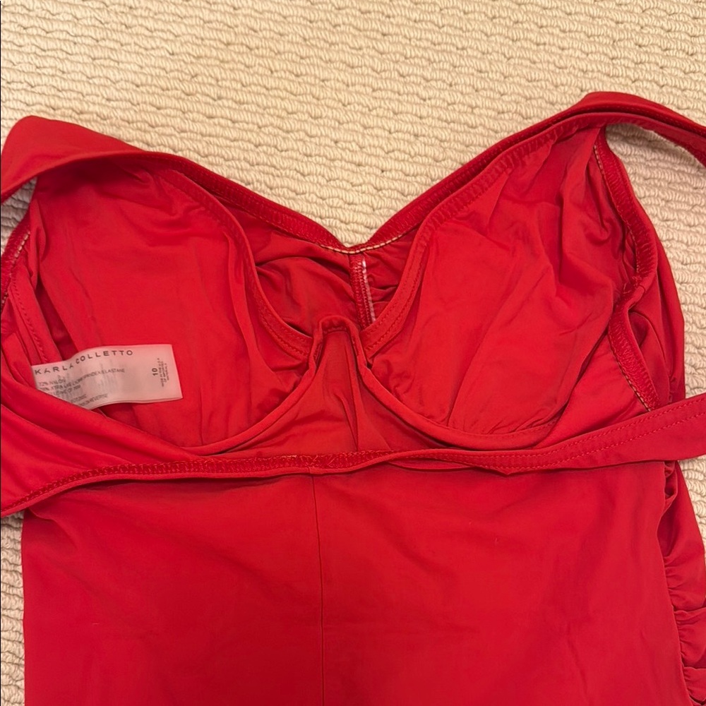 Red Ruched One-Piece Swimsuit - Picture 5 of 5